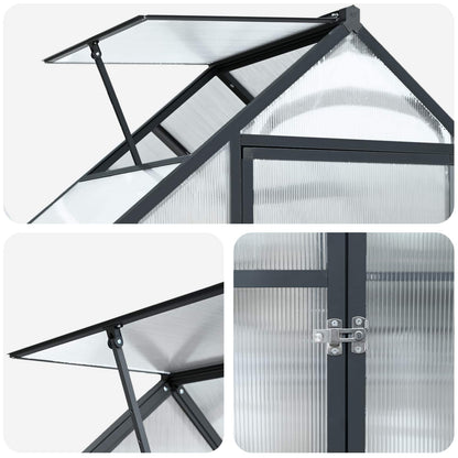 vidaXL Garden Greenhouse with Door Anthracite 183.5 x 63.5 x 207 cm
