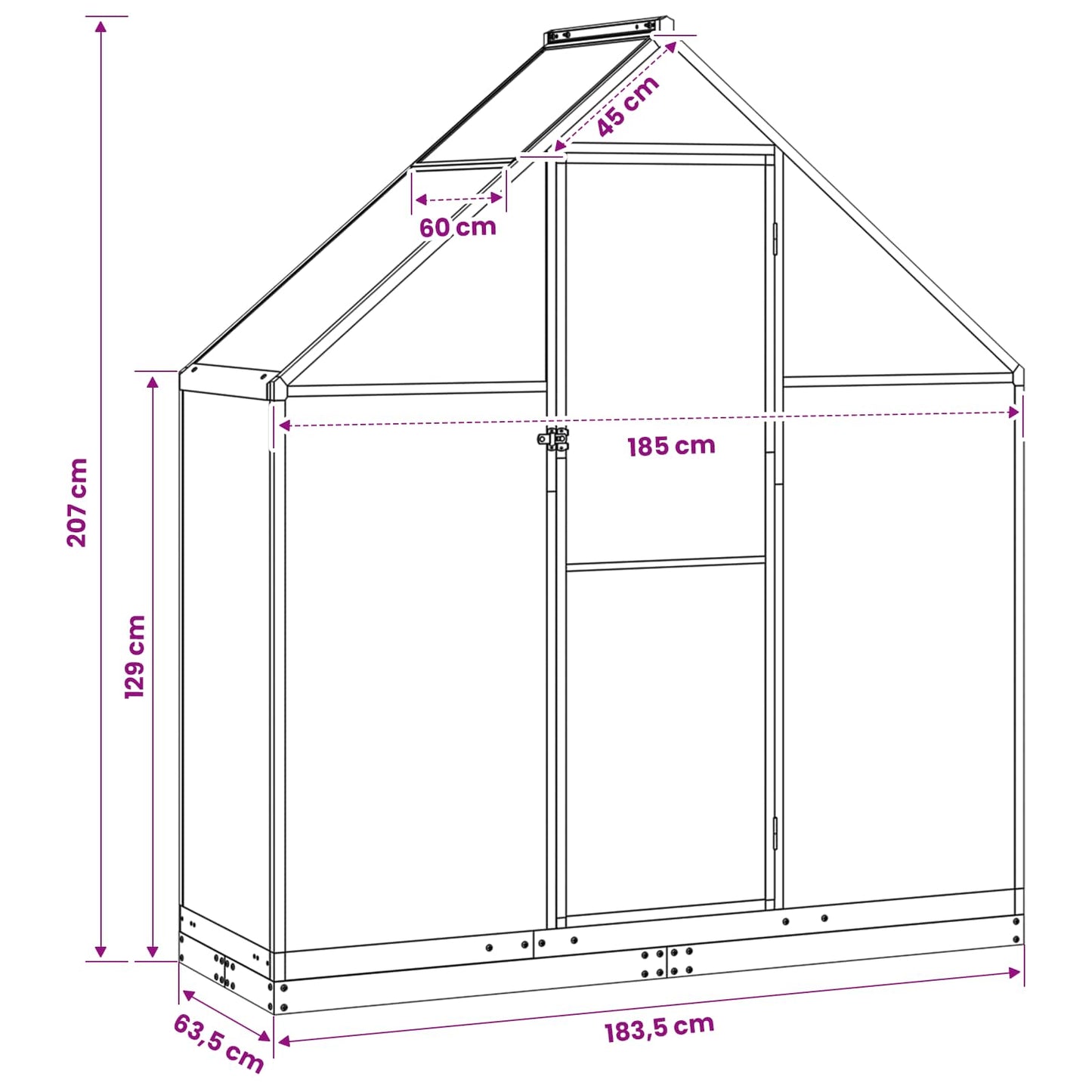 vidaXL Garden Greenhouse with Door Anthracite 183.5 x 63.5 x 207 cm