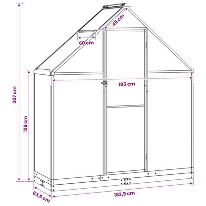 vidaXL Garden Greenhouse with Door Anthracite 183.5 x 63.5 x 207 cm