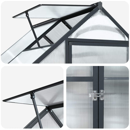 vidaXL Garden Greenhouse with Door Anthracite 183.5 x 123 x 207 cm