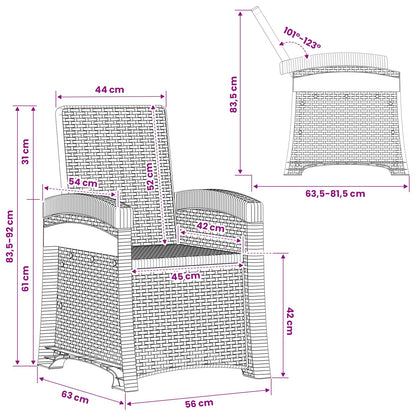 vidaXL Reclining Garden Chair Rattan Look Anthracite PP
