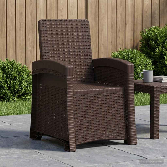 vidaXL Reclining Garden Chair Rattan Look Brown PP