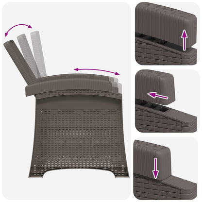 vidaXL Reclining Garden Chair Rattan Look Light Grey PP