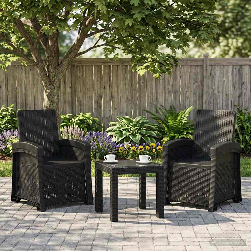 vidaXL Reclining Garden Chair Rattan Look 2 pcs Anthracite PP