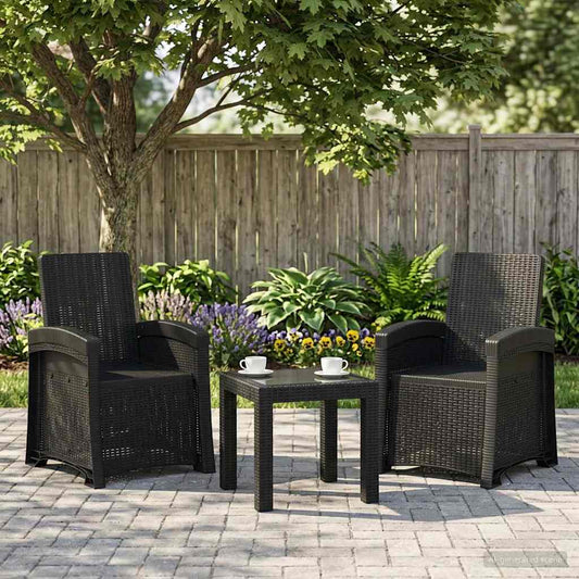 vidaXL Reclining Garden Chair Rattan Look 2 pcs Anthracite PP