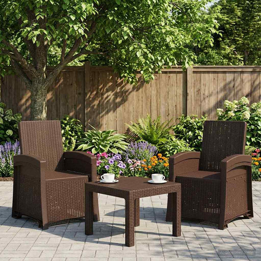 vidaXL Reclining Garden Chair Rattan Look 2 pcs Brown PP