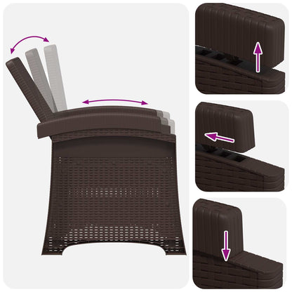vidaXL Reclining Garden Chair Rattan Look 2 pcs Brown PP
