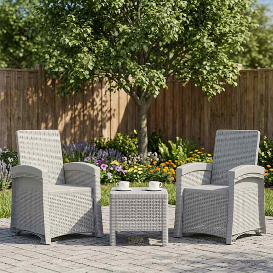 vidaXL Reclining Garden Chair Rattan Look 2 pcs White PP