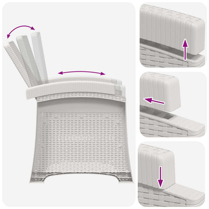 vidaXL Reclining Garden Chair Rattan Look 2 pcs White PP