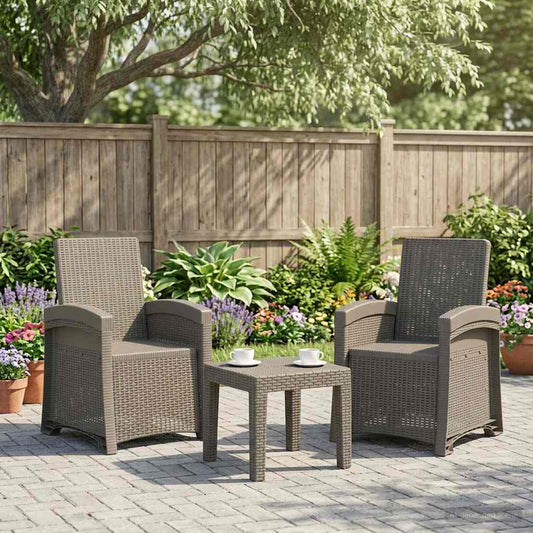 vidaXL Reclining Garden Chair Rattan Look 2 pcs Light Grey PP