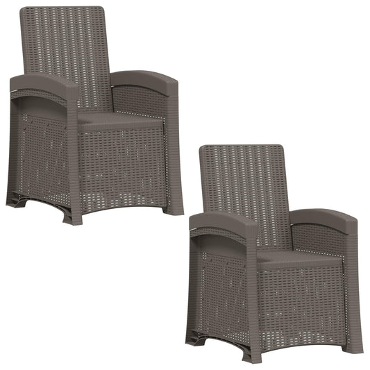 vidaXL Reclining Garden Chair Rattan Look 2 pcs Light Grey PP