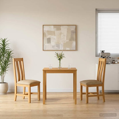 vidaXL Dining Set 3 pcs Beige Solid Oak Wood