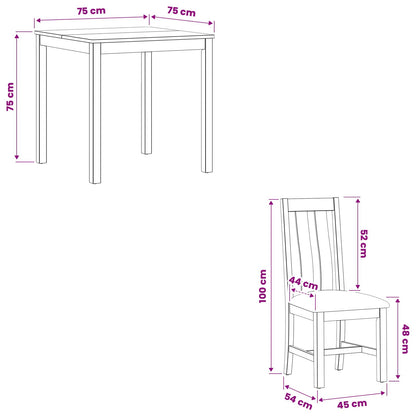 vidaXL Dining Set 3 pcs Beige Solid Oak Wood