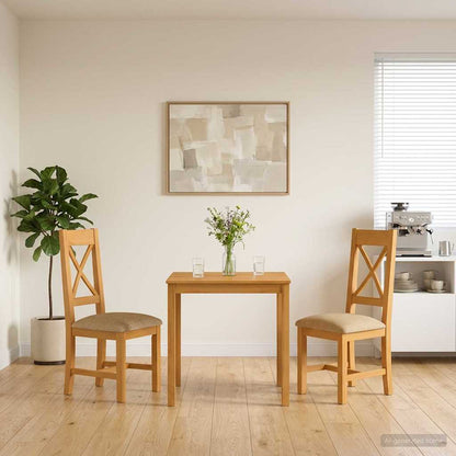 vidaXL Dining Set 3 pcs Beige Solid Oak Wood