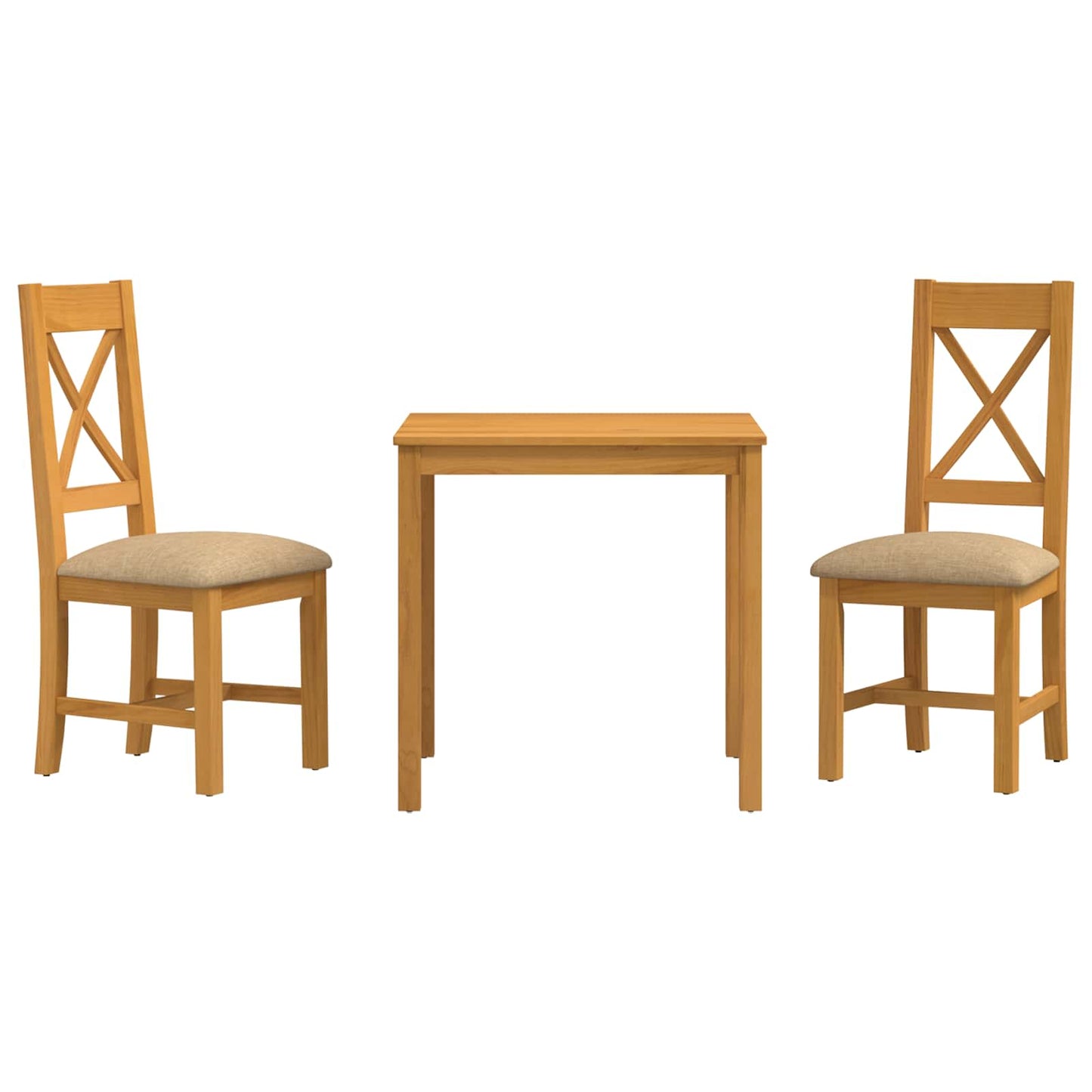 vidaXL Dining Set 3 pcs Beige Solid Oak Wood