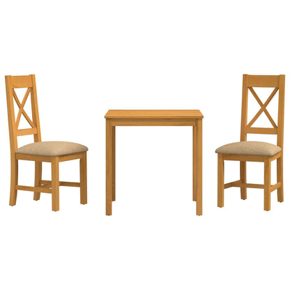 vidaXL Dining Set 3 pcs Beige Solid Oak Wood