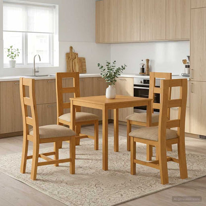 vidaXL Dining Set 5 pcs Beige Solid Oak Wood
