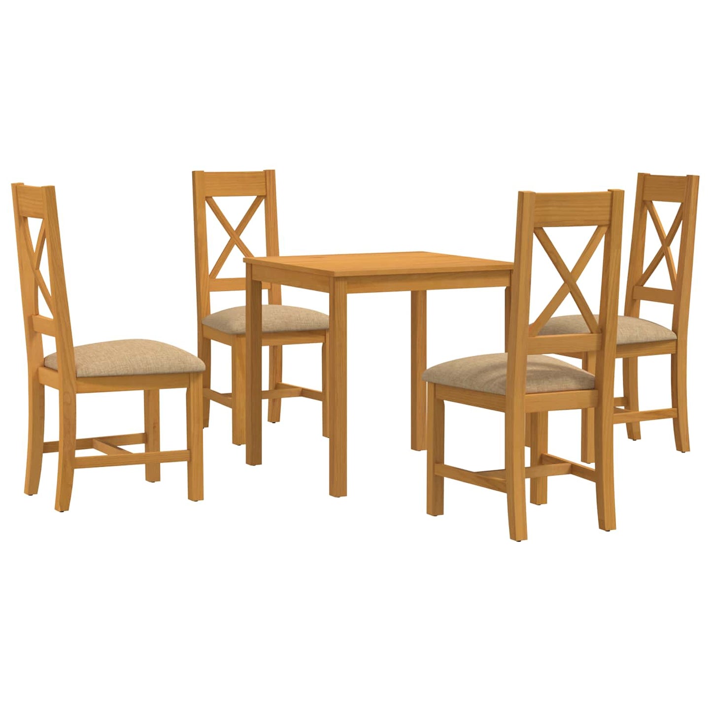 vidaXL Dining Set 5 pcs Beige Solid Oak Wood