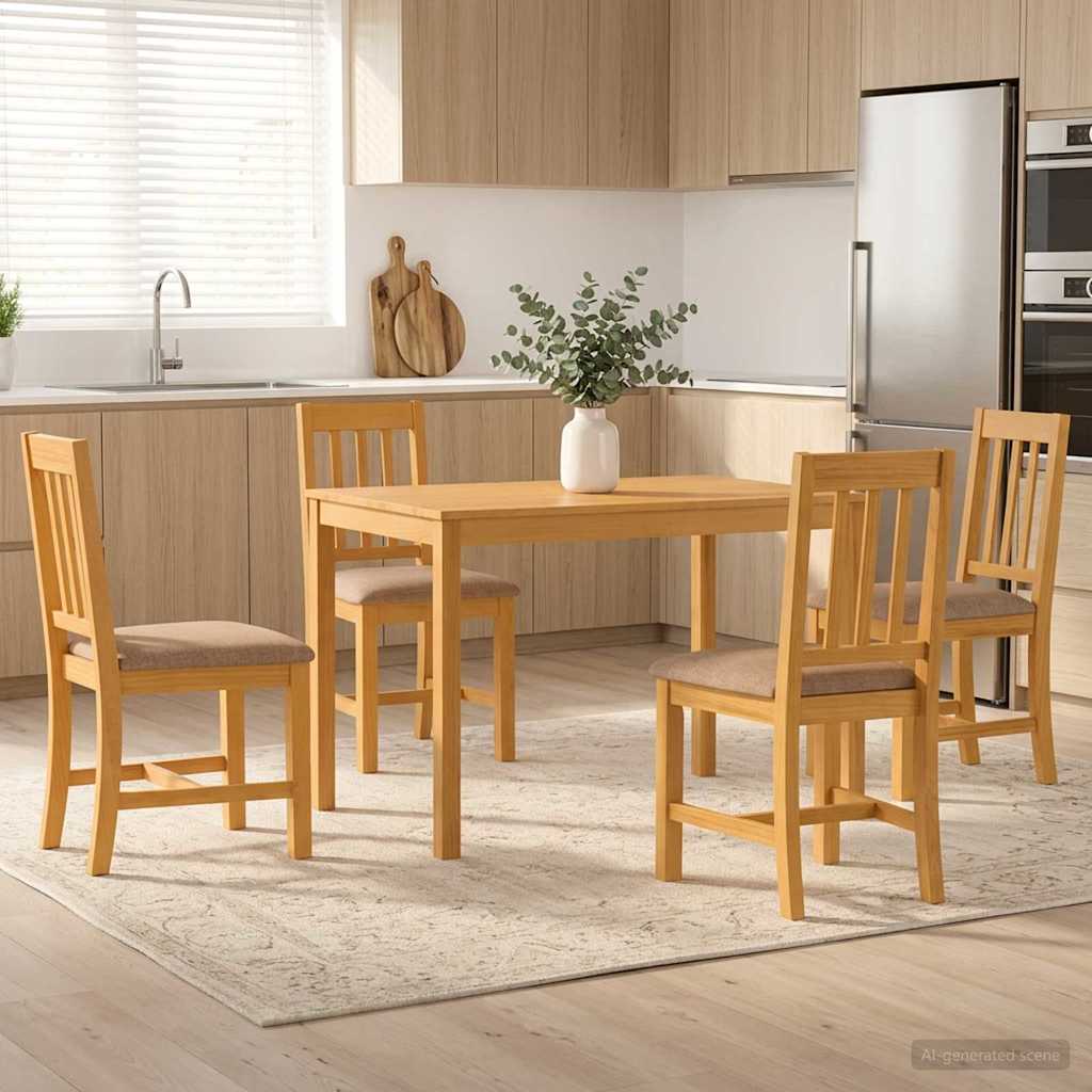vidaXL Dining Set 5 pcs Grey Solid Oak Wood