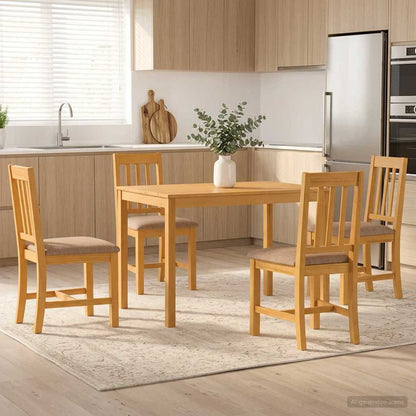 vidaXL Dining Set 5 pcs Grey Solid Oak Wood