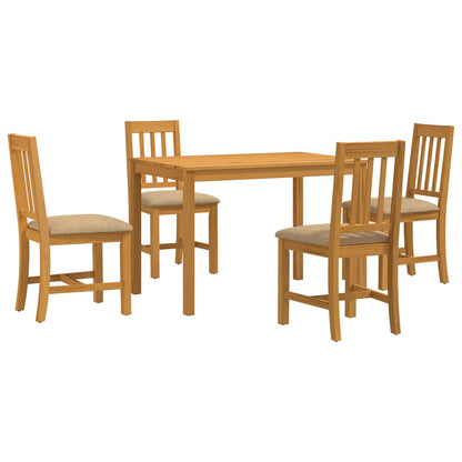 vidaXL Dining Set 5 pcs Beige Solid Oak Wood