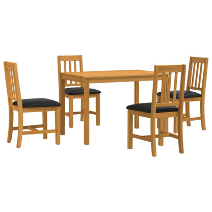 vidaXL Dining Set 5 pcs Black Solid Oak Wood