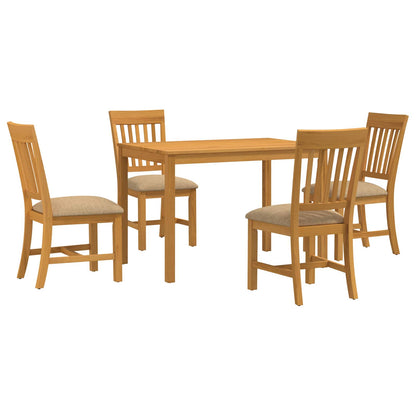 vidaXL Dining Set 5 pcs Beige Solid Oak Wood