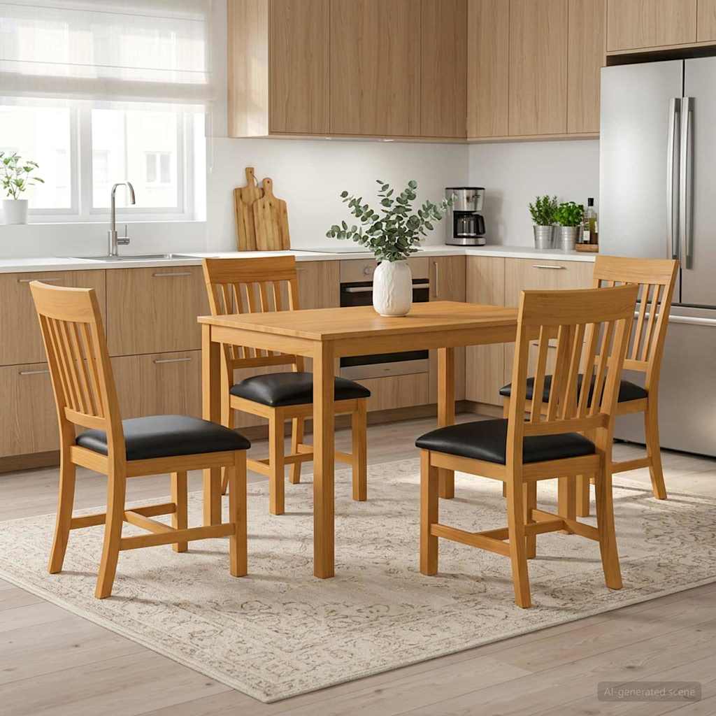 vidaXL Dining Set 5 pcs Black Solid Oak Wood