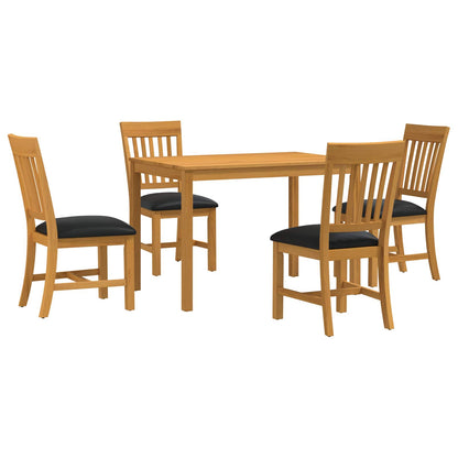 vidaXL Dining Set 5 pcs Black Solid Oak Wood