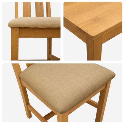 vidaXL Dining Set 5 pcs Beige Solid Oak Wood