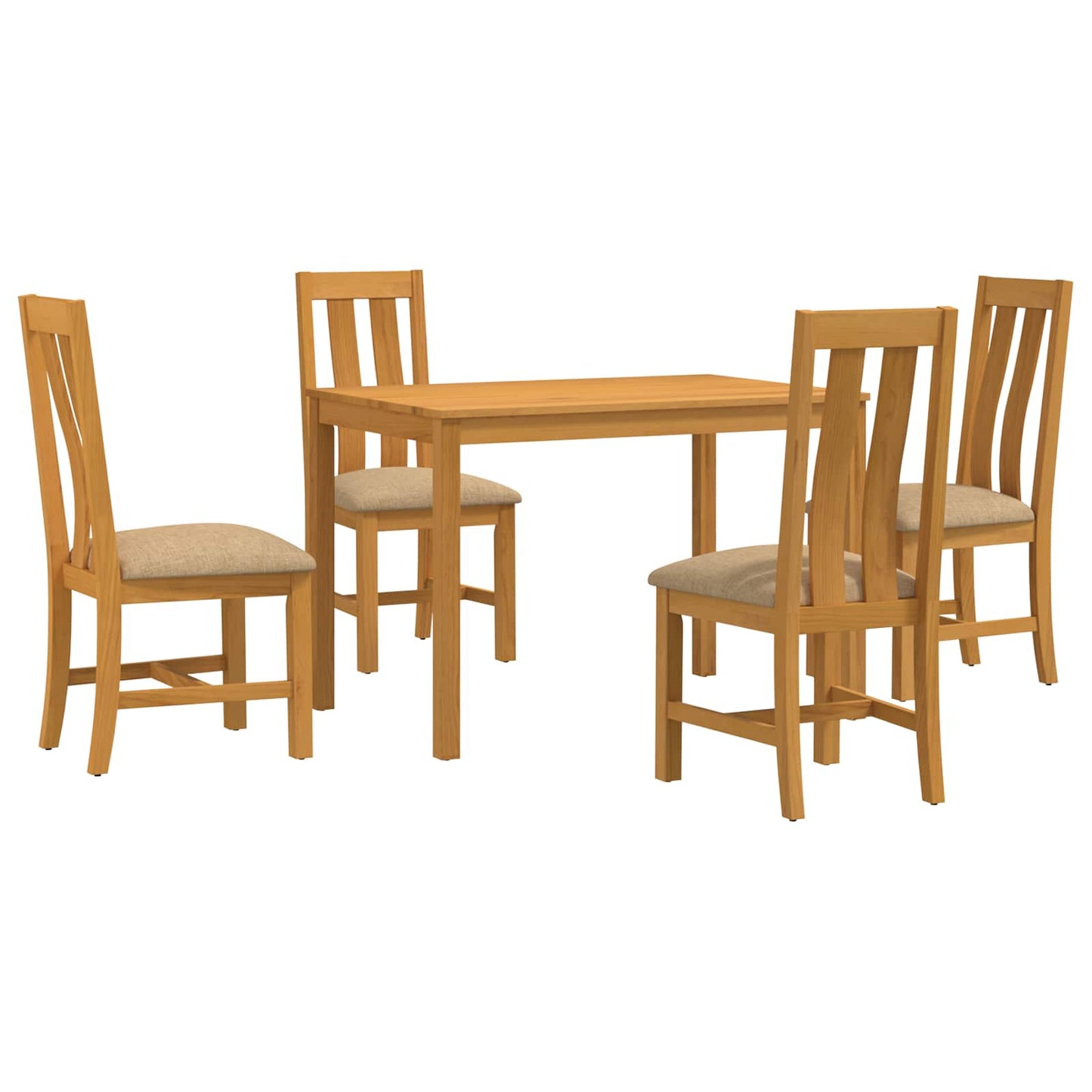 vidaXL Dining Set 5 pcs Beige Solid Oak Wood