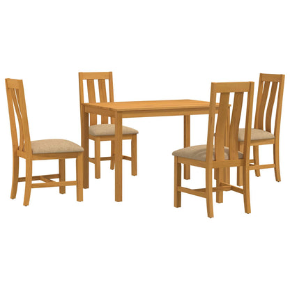 vidaXL Dining Set 5 pcs Beige Solid Oak Wood