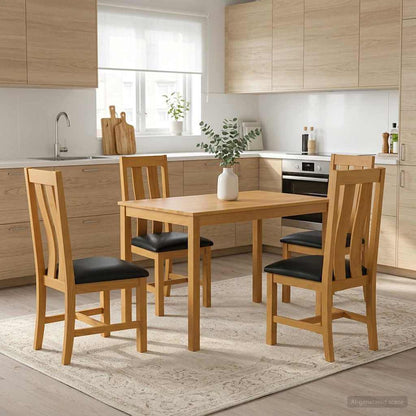 vidaXL Dining Set 5 pcs Black Solid Oak Wood