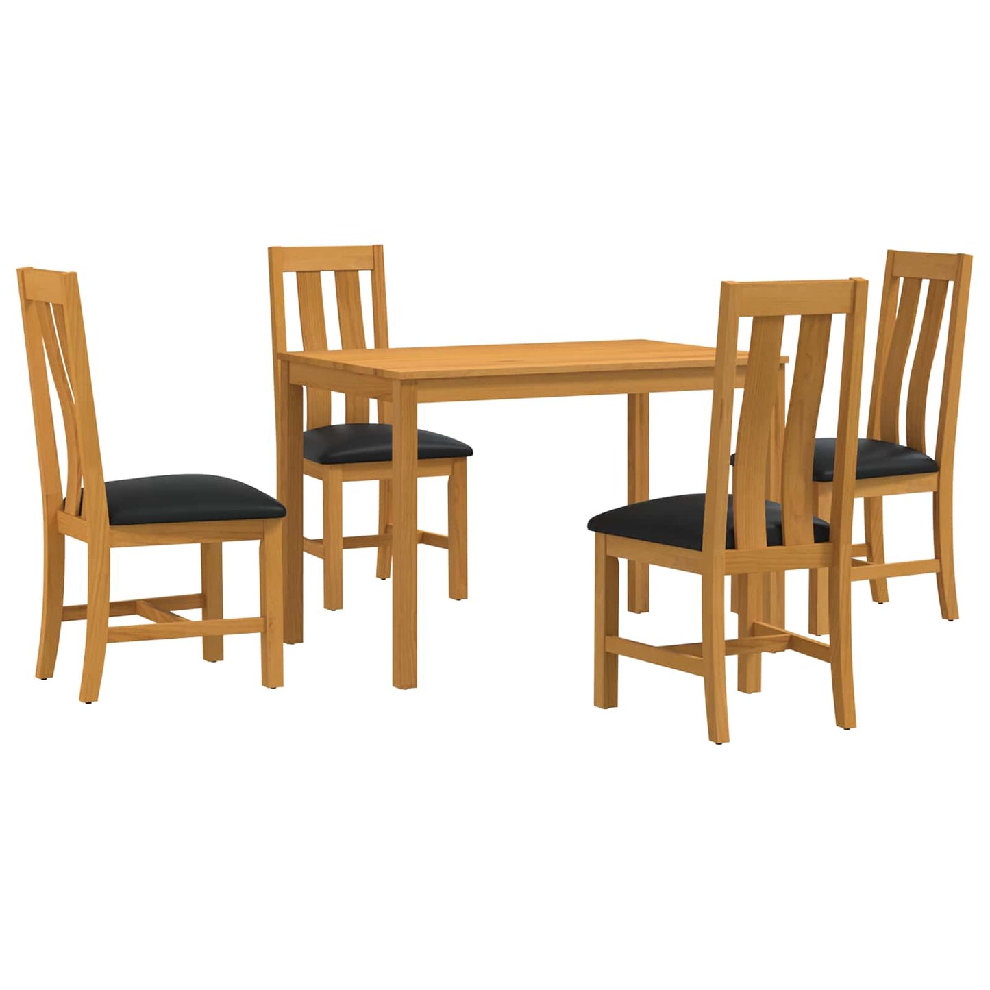 vidaXL Dining Set 5 pcs Black Solid Oak Wood