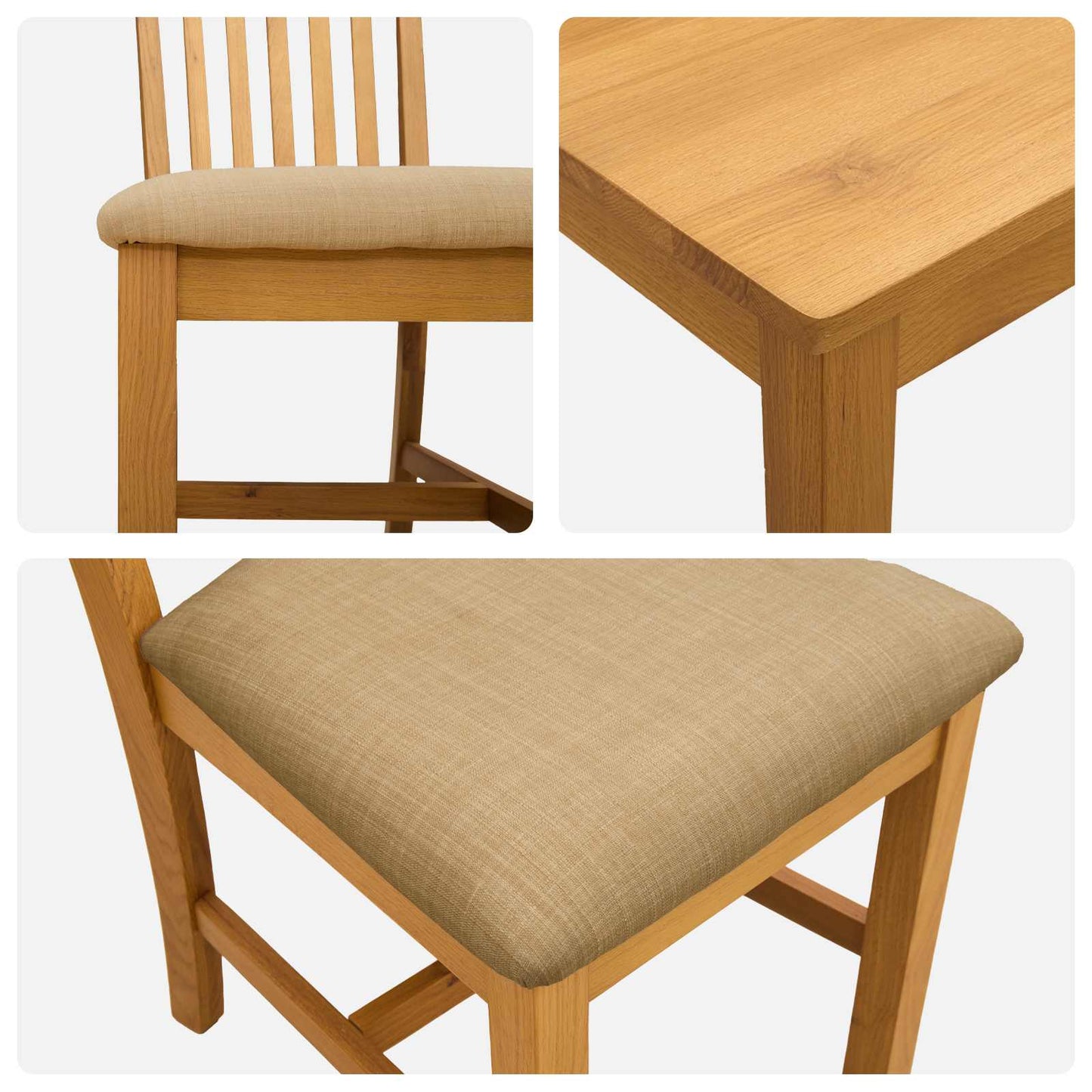 vidaXL Dining Set 5 pcs Beige Solid Oak Wood