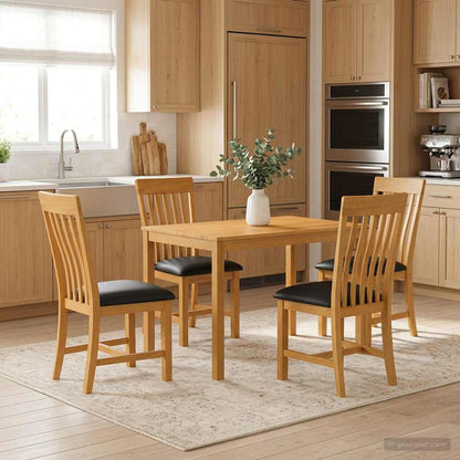 vidaXL Dining Set 5 pcs Black Solid Oak Wood