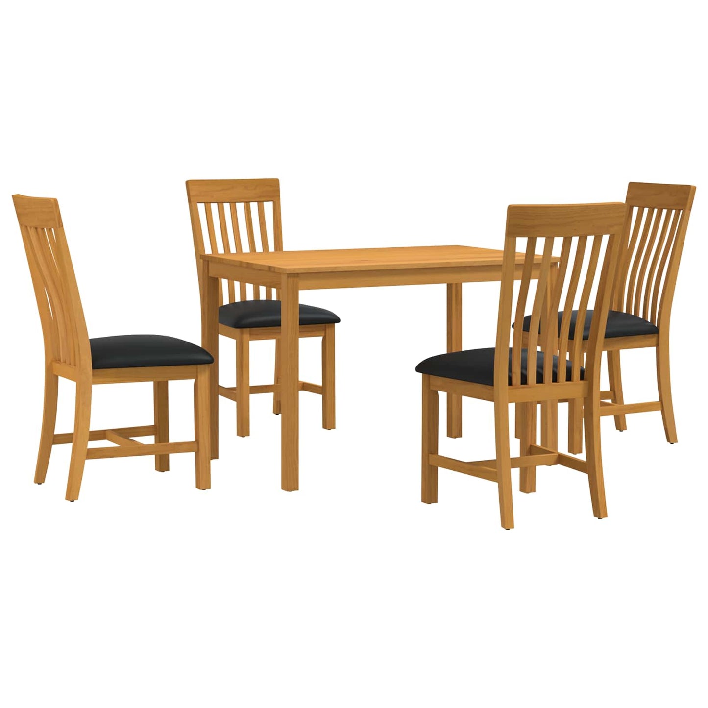 vidaXL Dining Set 5 pcs Black Solid Oak Wood