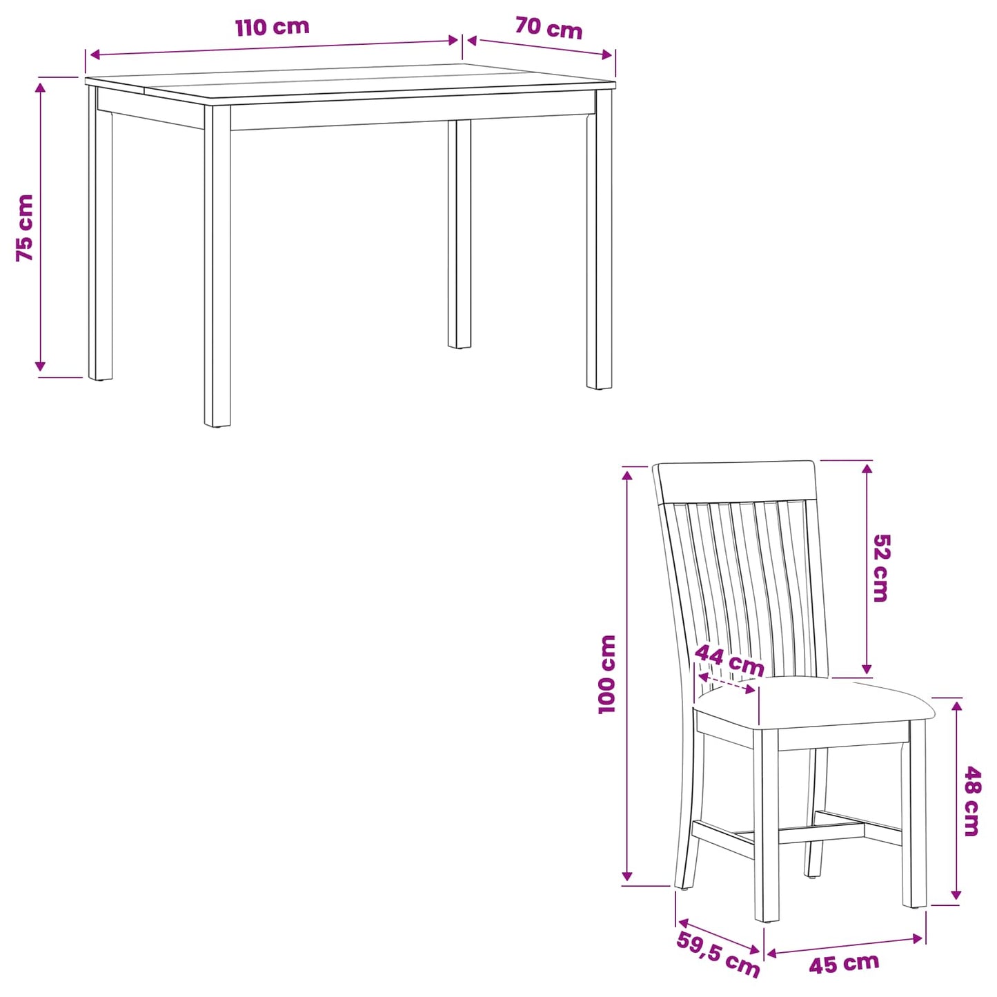 vidaXL Dining Set 5 pcs Black Solid Oak Wood