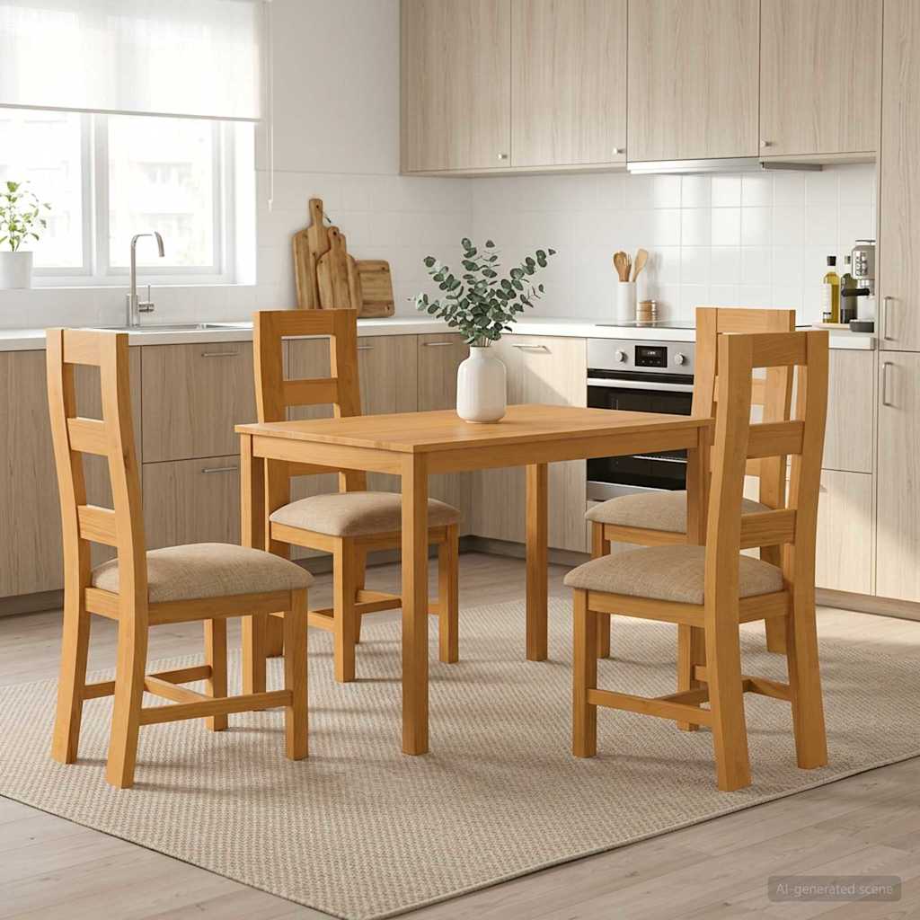 vidaXL Dining Set 5 pcs Beige Solid Oak Wood
