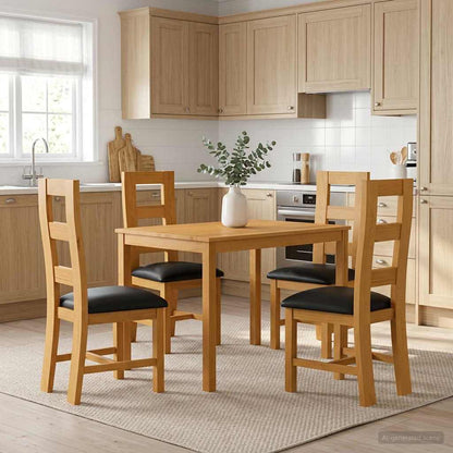 vidaXL Dining Set 5 pcs Black Solid Oak Wood