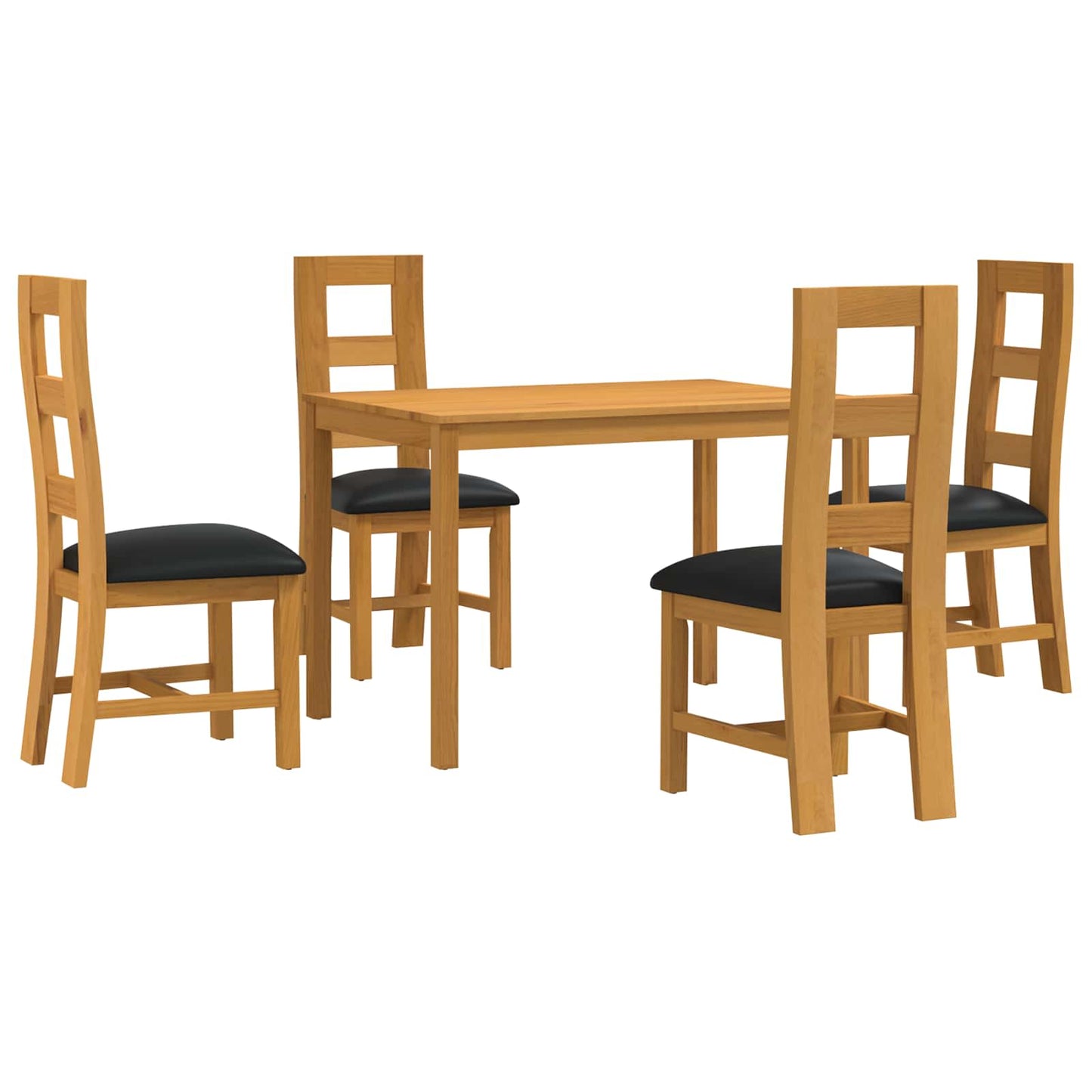 vidaXL Dining Set 5 pcs Black Solid Oak Wood