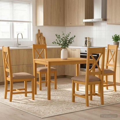 vidaXL Dining Set 5 pcs Grey Solid Oak Wood