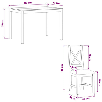 vidaXL Dining Set 5 pcs Grey Solid Oak Wood
