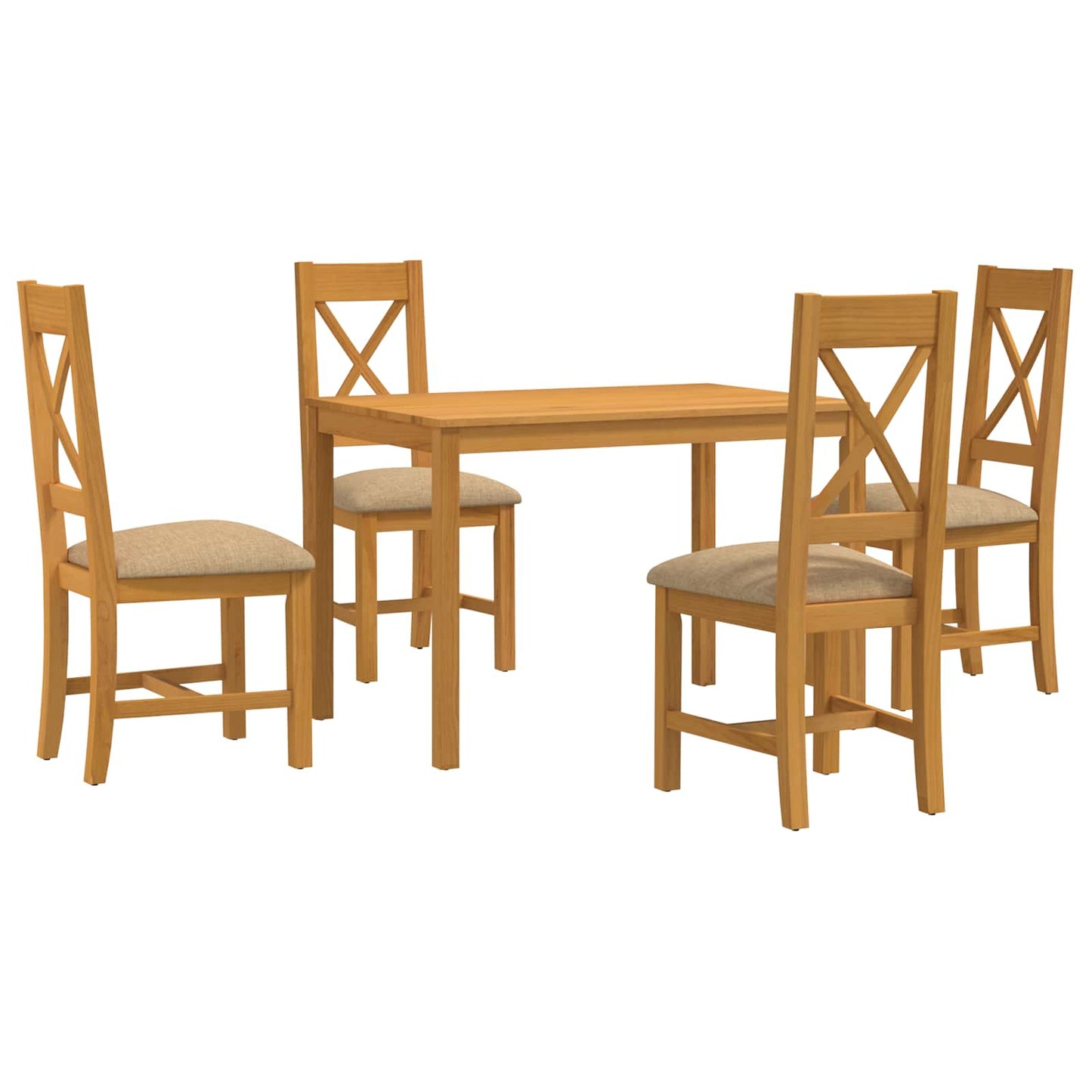 vidaXL Dining Set 5 pcs Beige Solid Oak Wood