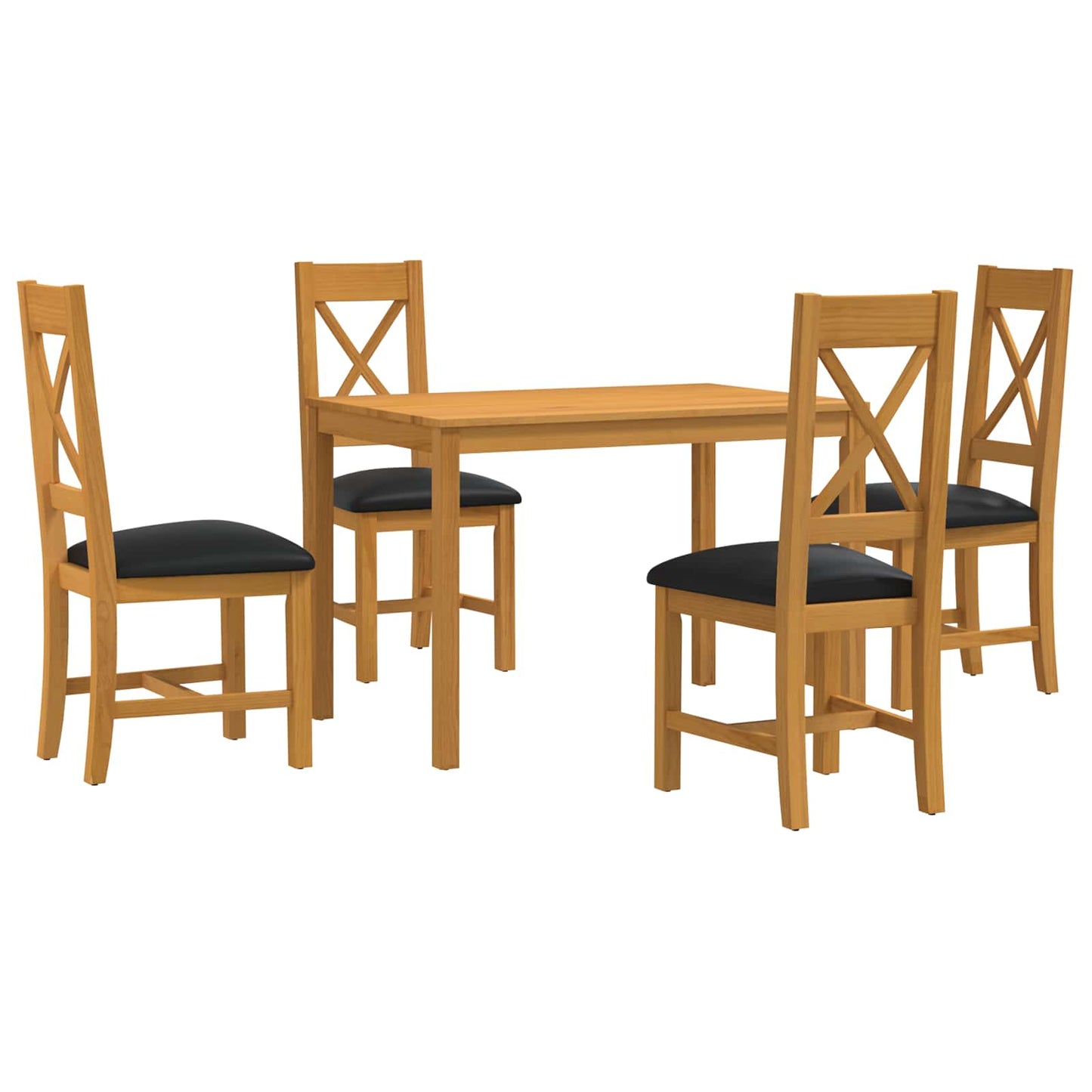 vidaXL Dining Set 5 pcs Black Solid Oak Wood