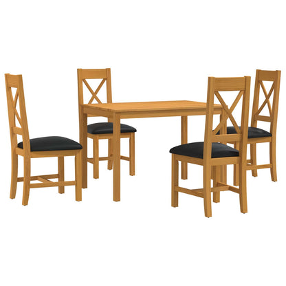 vidaXL Dining Set 5 pcs Black Solid Oak Wood