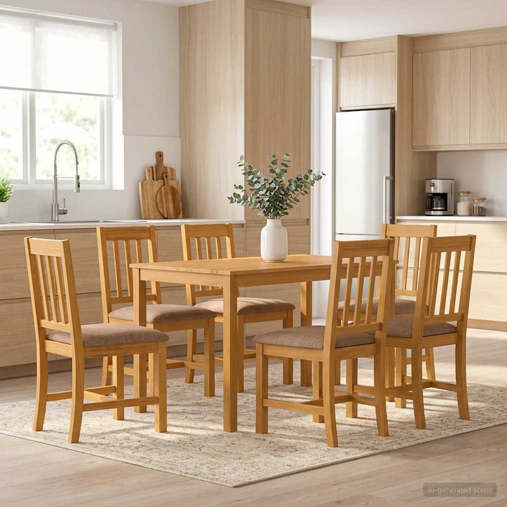 vidaXL Dining Set 7 pcs Grey Solid Oak Wood