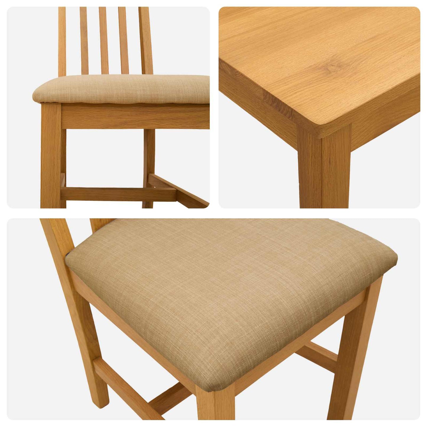 vidaXL Dining Set 7 pcs Beige Solid Oak Wood