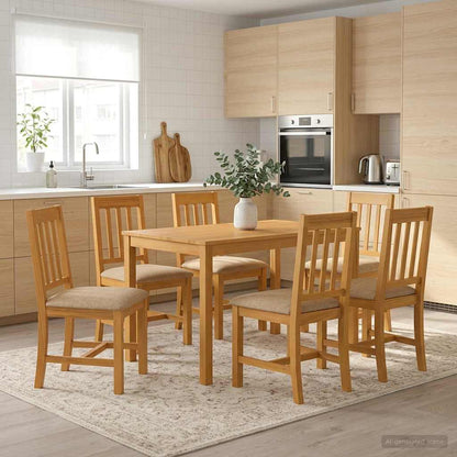 vidaXL Dining Set 7 pcs Beige Solid Oak Wood