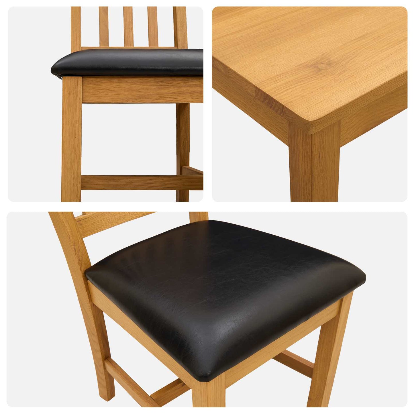 vidaXL Dining Set 7 pcs Black Solid Oak Wood
